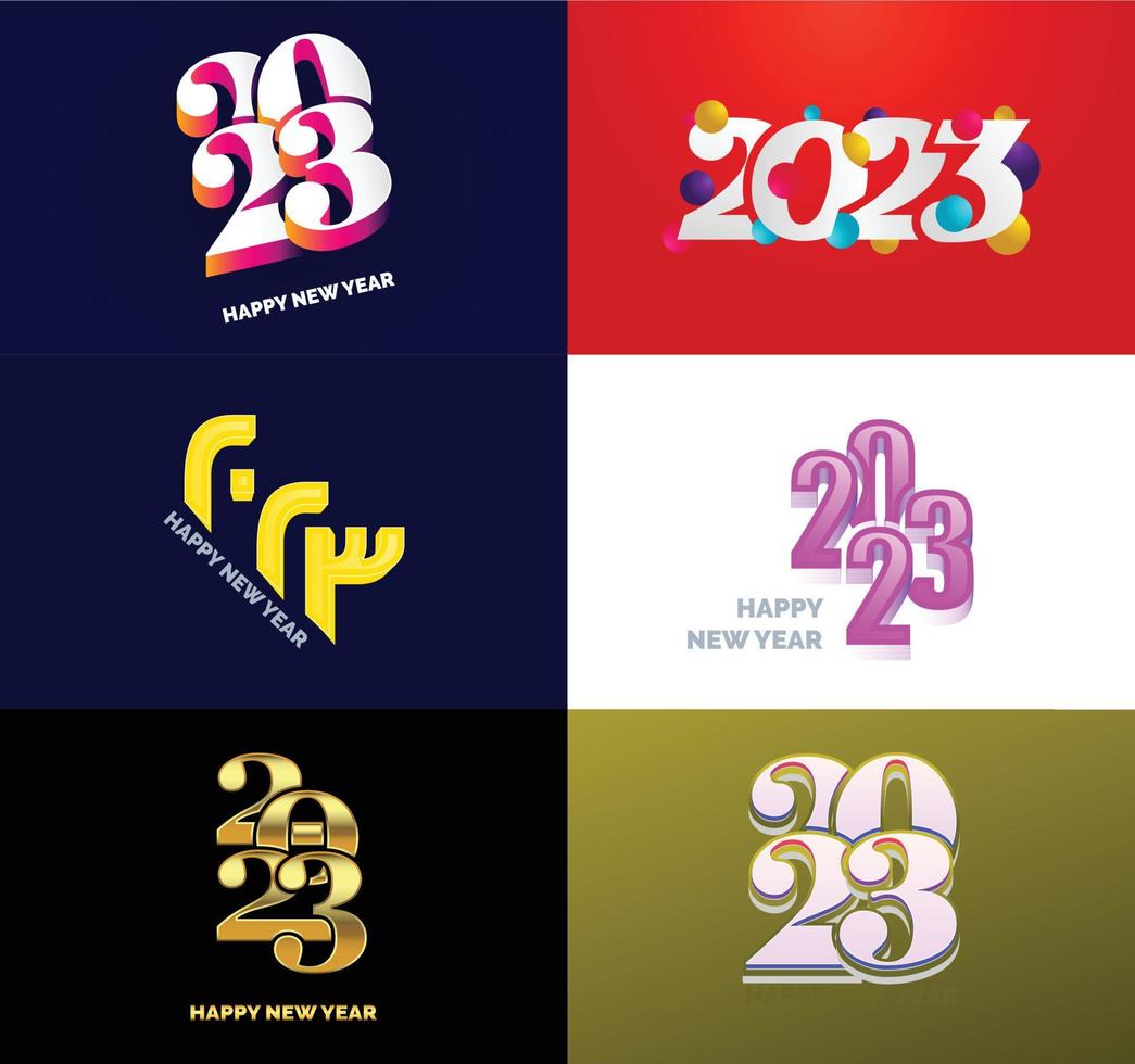 Big Set of 2023 Happy New Year logo text design 2023 number design template vector