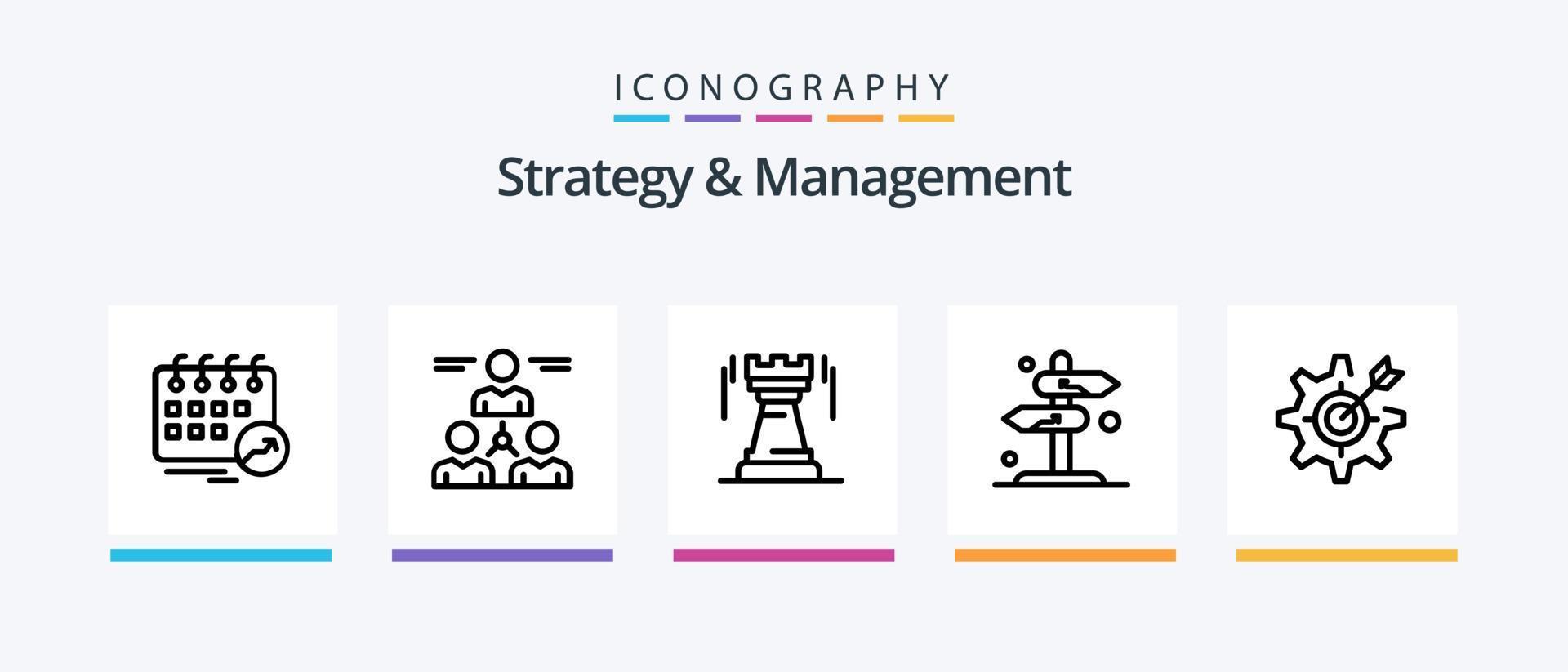 Strategy And Management Line 5 Icon Pack Including flag. point. all. map. config. Creative Icons Design vector