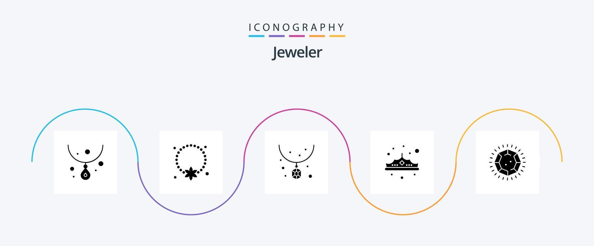 Jewellery Glyph 5 Icon Pack Including luxury. jewelry. pendant. fashion. necklace vector