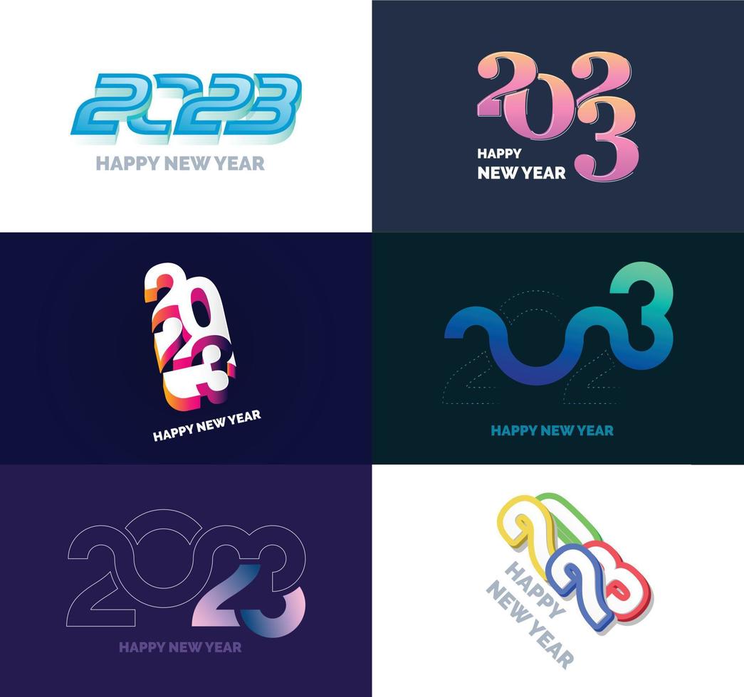 Big Collection of 2023 Happy New Year symbols Cover of business diary for 2023 with wishes vector