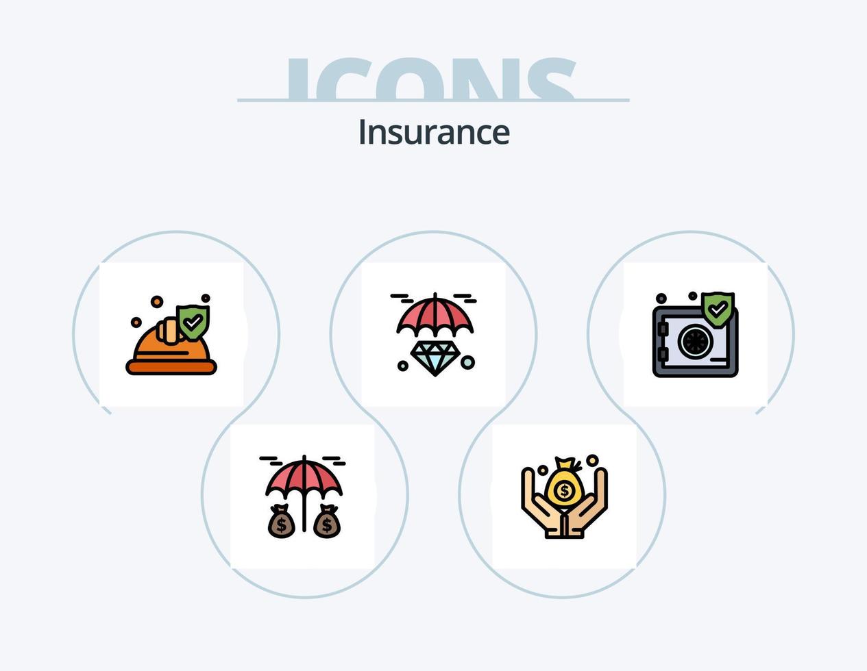 paquete de iconos lleno de línea de seguros 5 diseño de iconos. . ruedas papel. hospital. proteccion vector