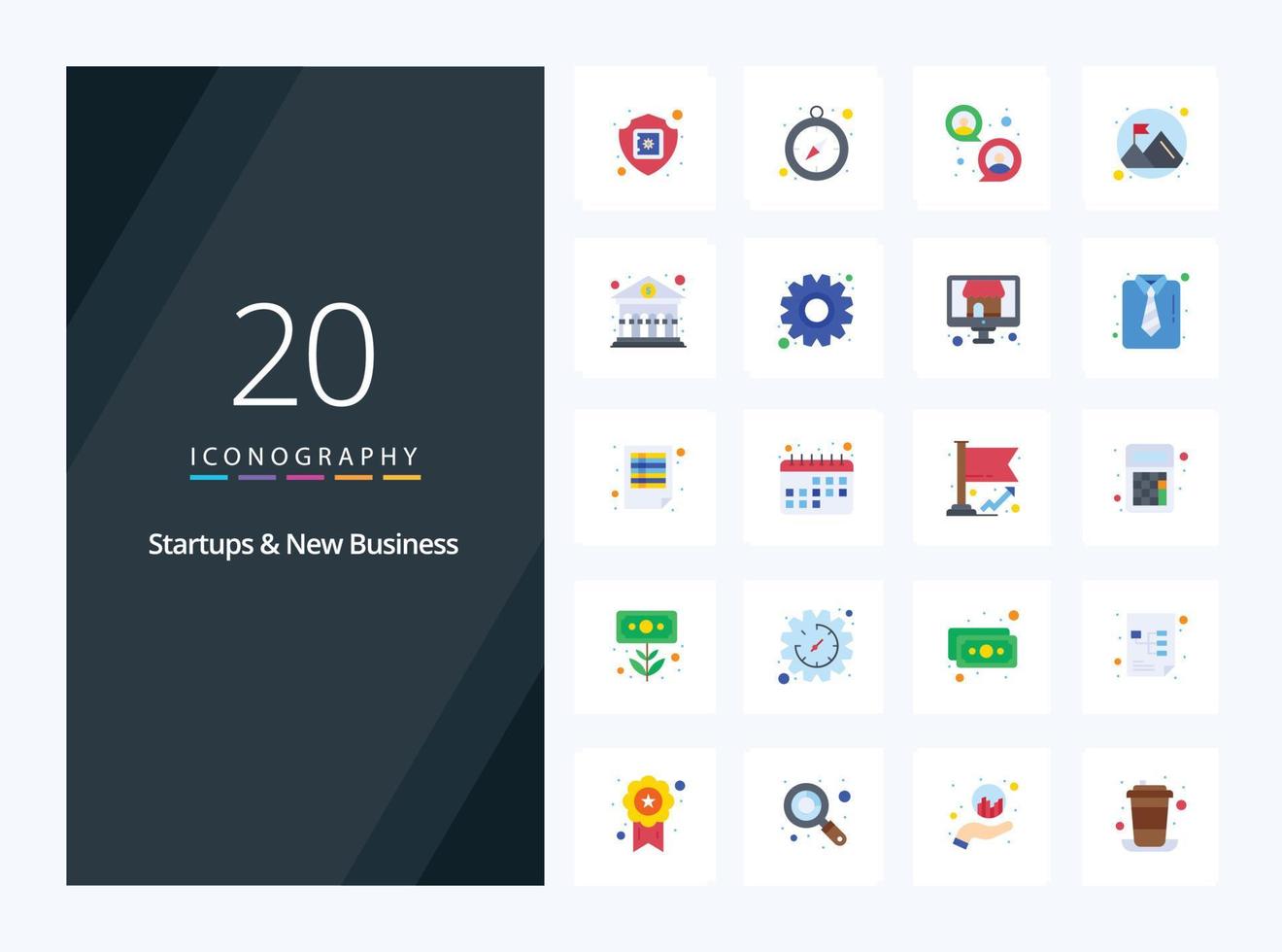 20 Startups And New Business Flat Color icon for presentation vector