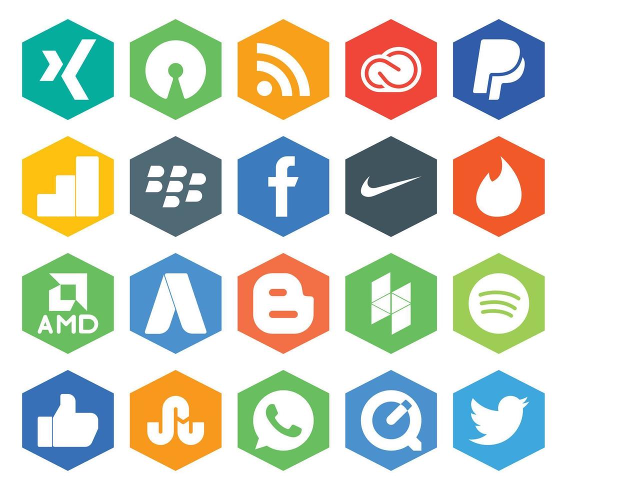 20 Social Media Icon Pack Including like houzz blackberry blogger amd vector