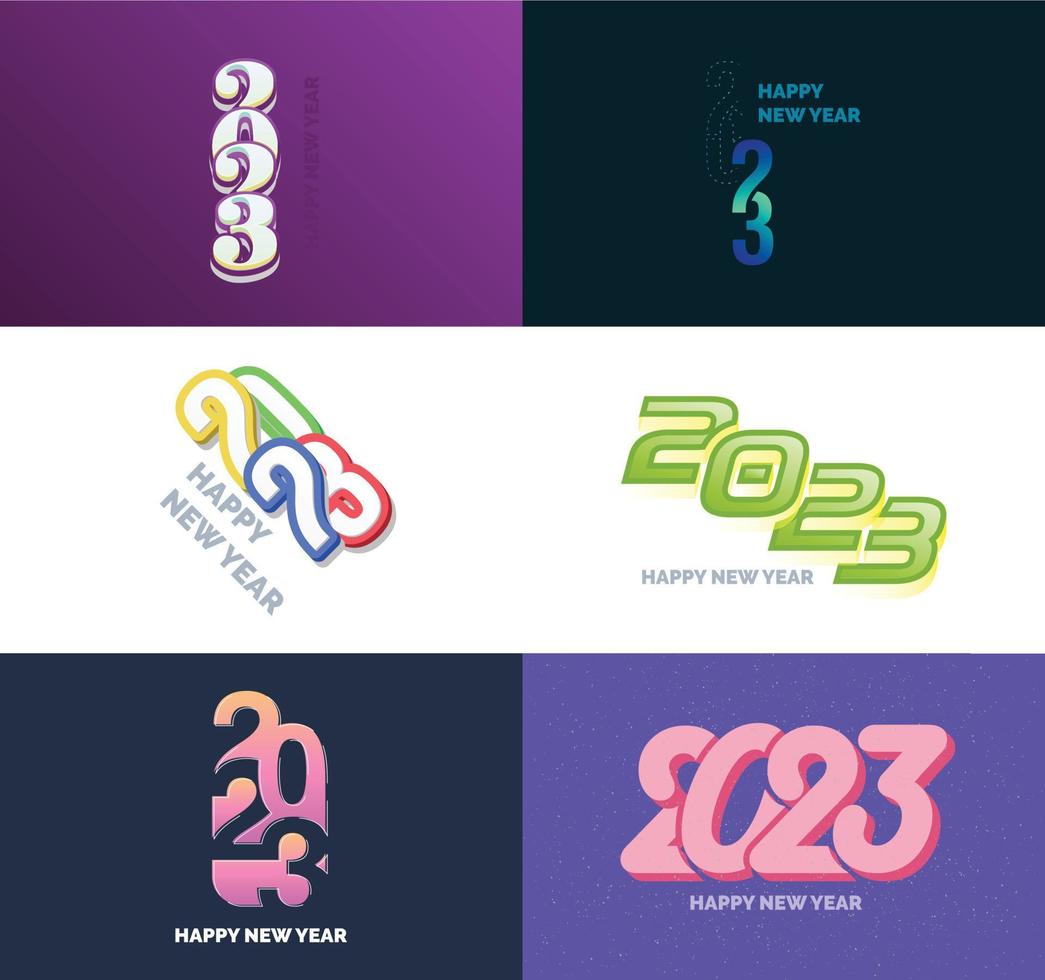 Big Collection of 2023 Happy New Year symbols Cover of business diary for 2023 with wishes vector