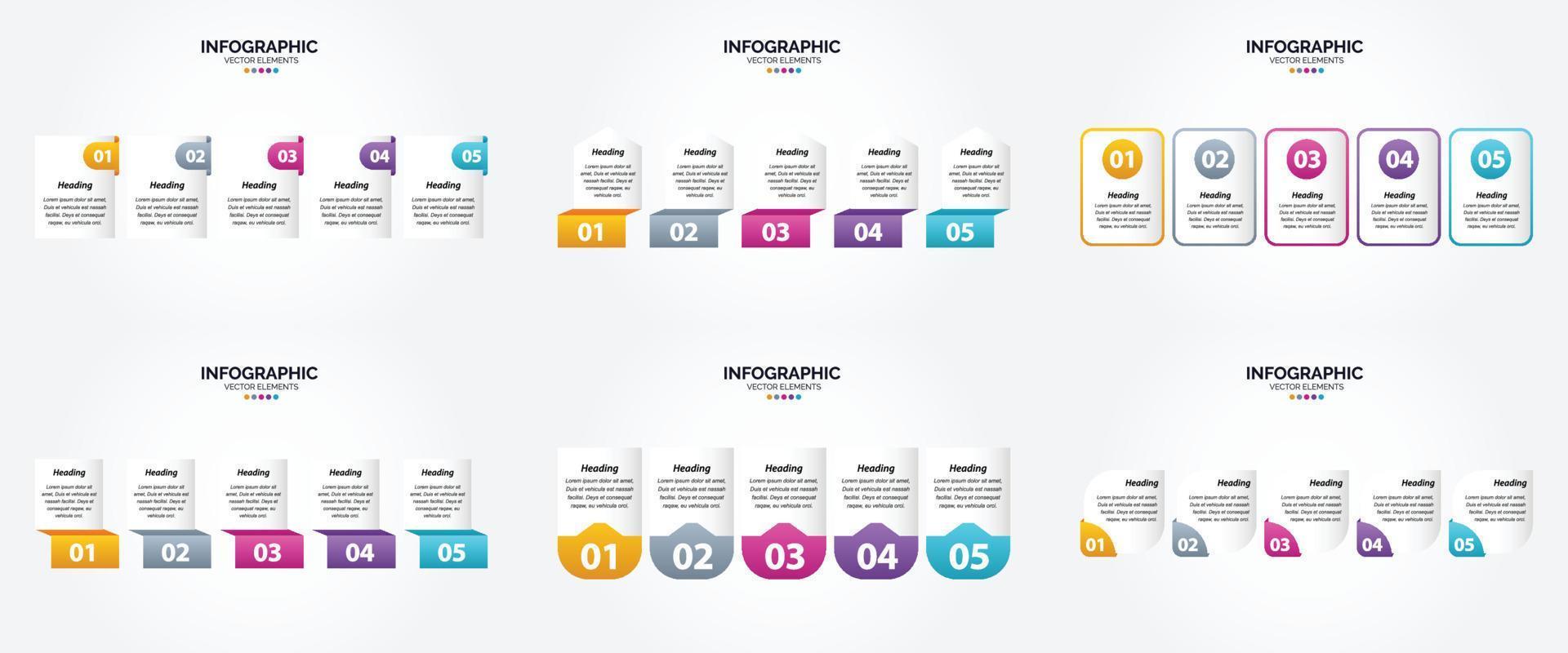 Use this vector infographics set to make your advertising in brochures. flyers. and magazines more effective.