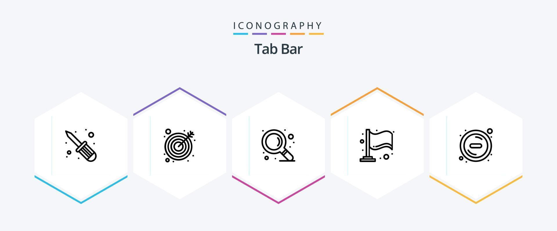 Tab Bar 25 Line icon pack including . . zoom. remove. delete vector