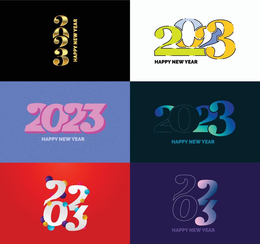 gran conjunto de 2023 feliz año nuevo diseño de texto de logotipo plantilla de diseño de número 2023 vector