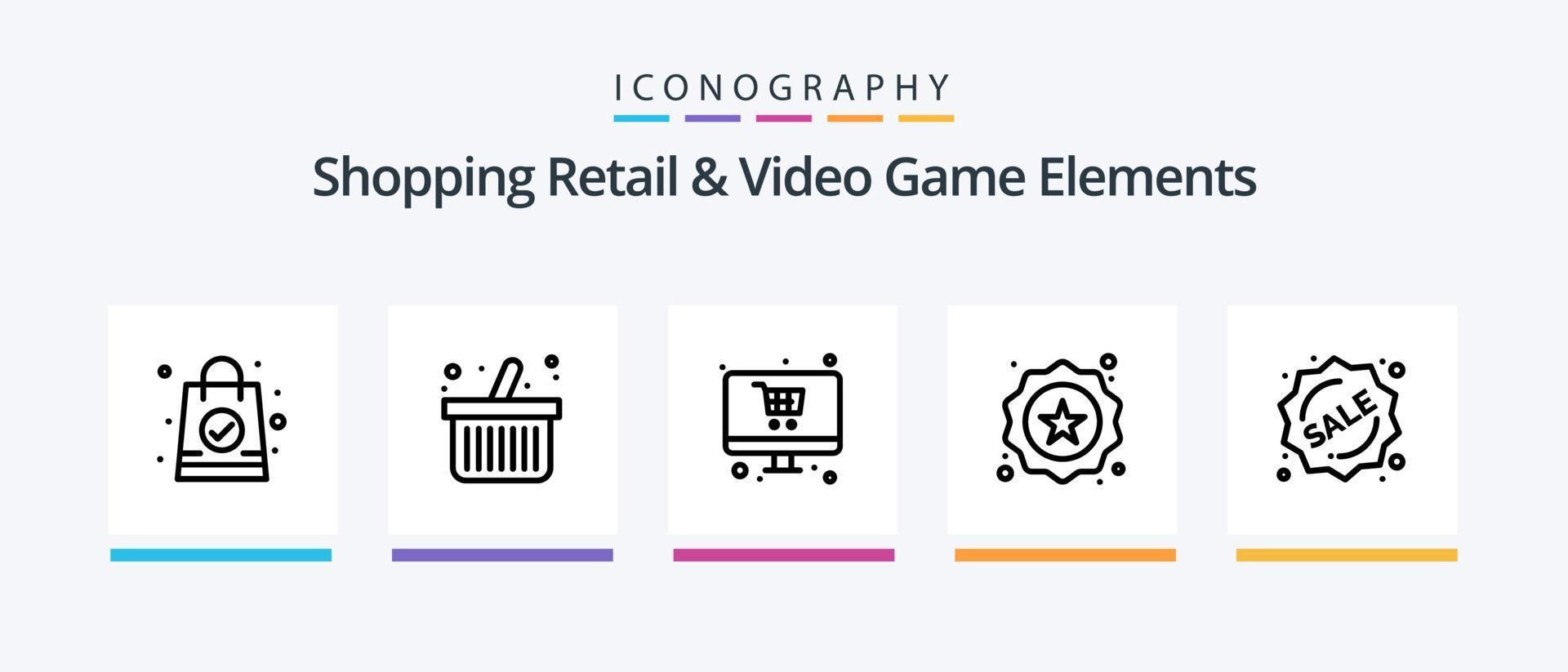 Shoping Retail And Video Game Elements Line 5 Icon Pack Including . explosive. shop. bomb. type. Creative Icons Design vector