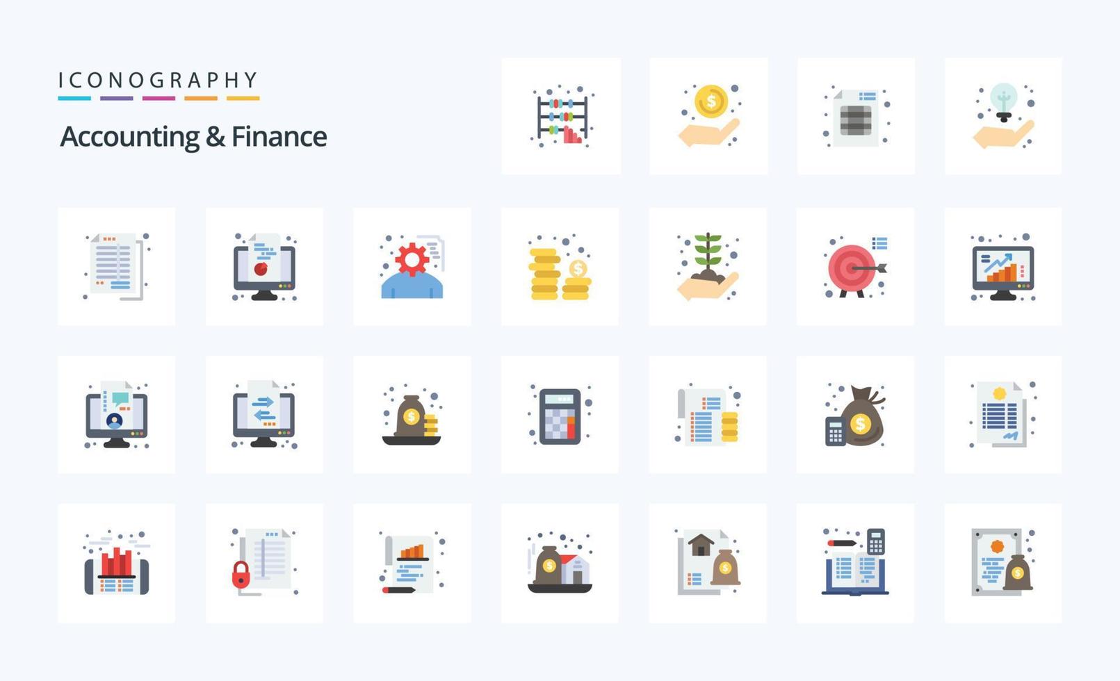 25 Accounting And Finance Flat color icon pack vector