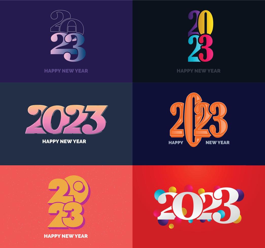 Big Collection of 2023 Happy New Year symbols Cover of business diary for 2023 with wishes vector