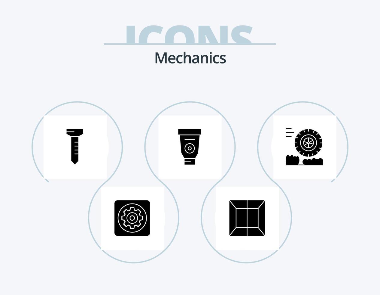 Mechanics Glyph Icon Pack 5 Icon Design. . motion. nail. friction. glue vector