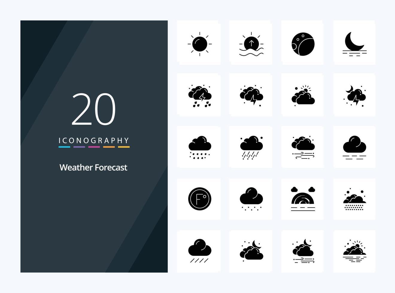 20 Weather Solid Glyph icon for presentation vector