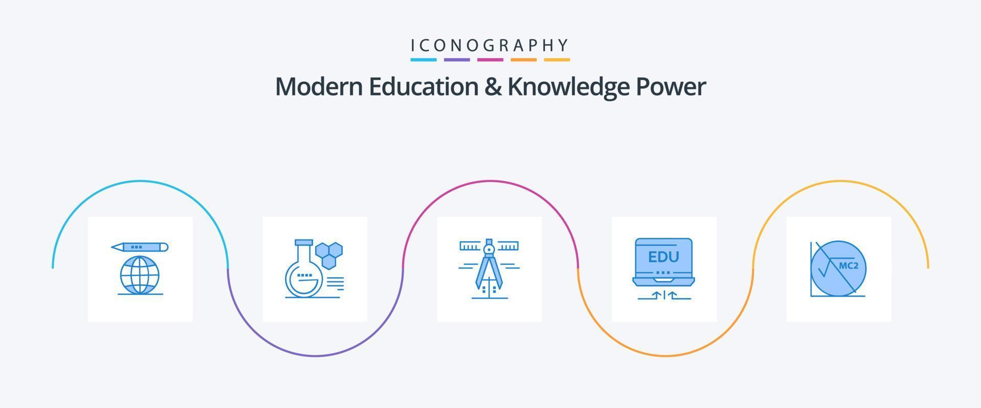 Modern Education And Knowledge Power Blue 5 Icon Pack Including math formula. math . geometry. education. hardware vector