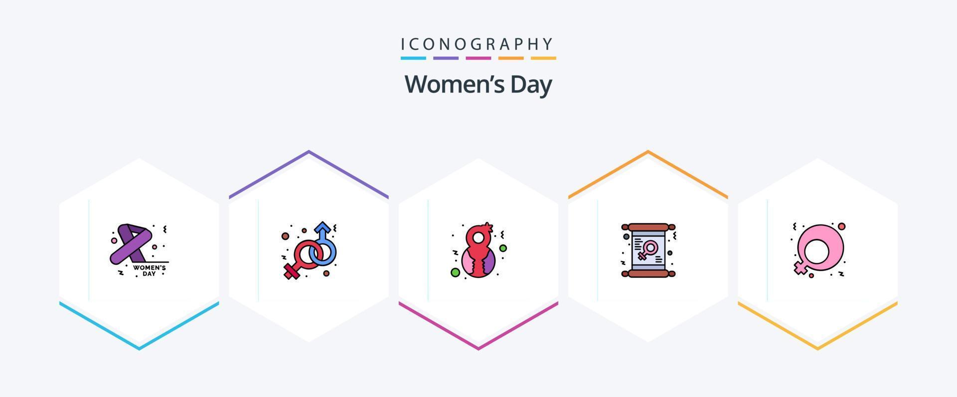 Womens Day 25 FilledLine icon pack including women. female. venus. day. woman vector