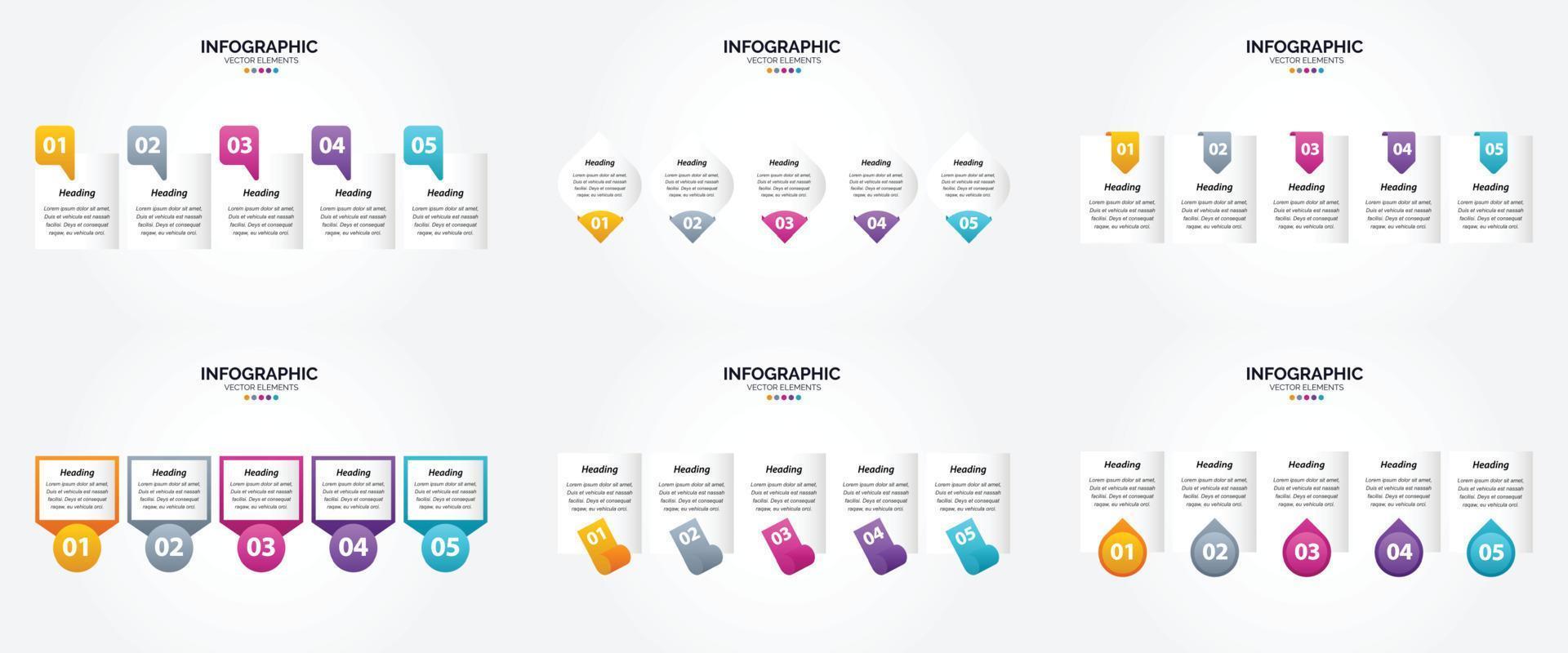 Use this vector illustration infographics set to make your advertising in brochures. flyers. and magazines more attractive.