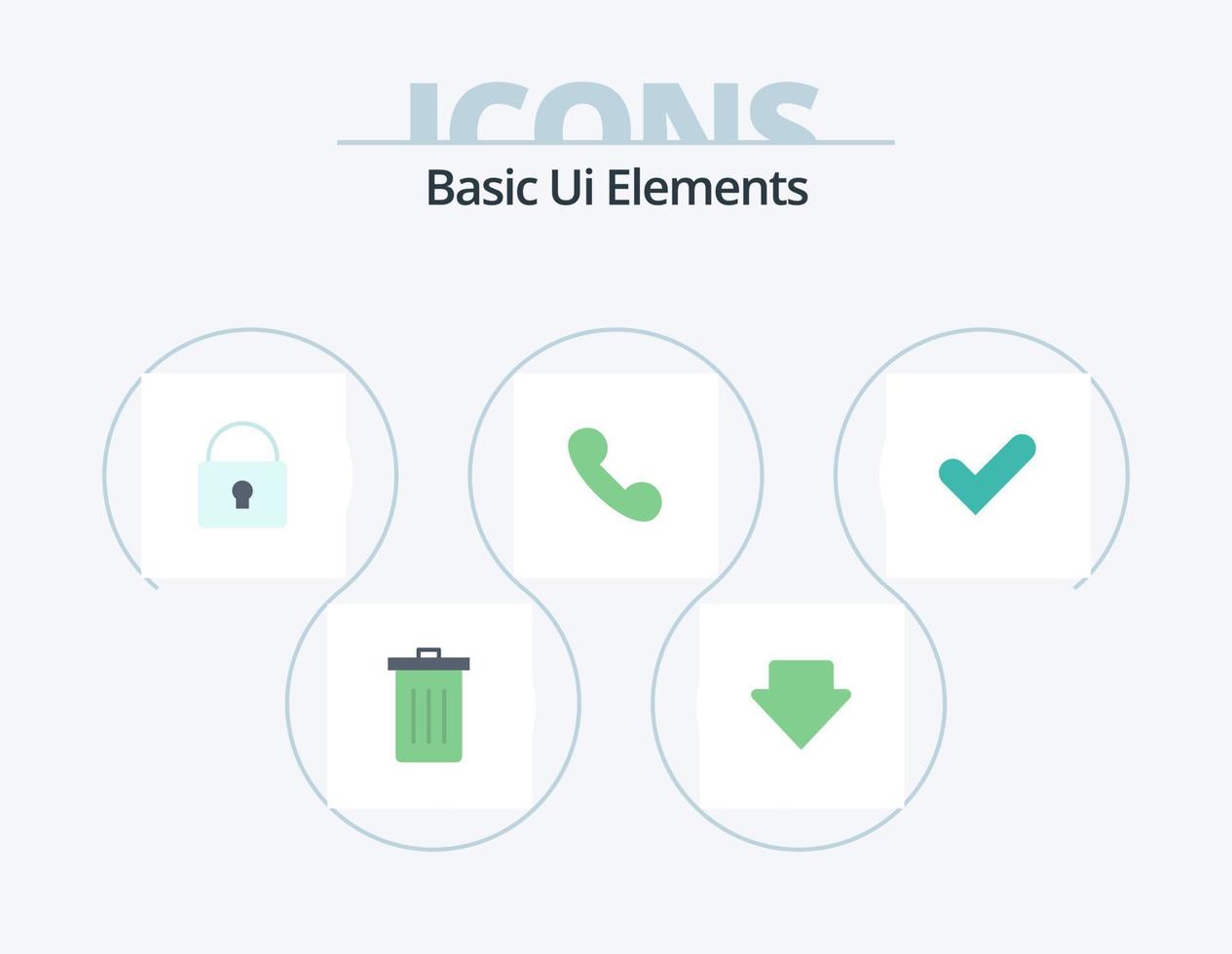 Basic Ui Elements Flat Icon Pack 5 Icon Design. ok. call. lock. telephone. phone vector