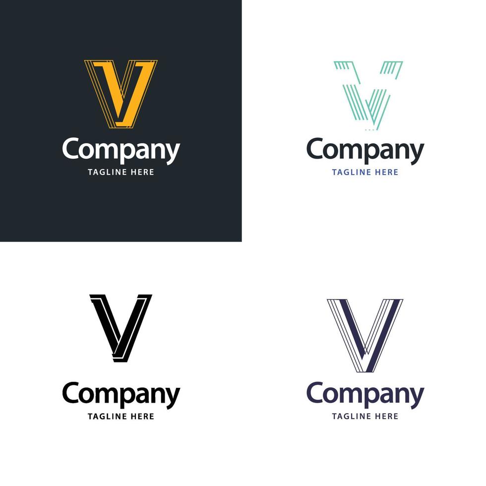 letra v diseño de paquete de logotipos grandes diseño de logotipos modernos y creativos para su negocio vector