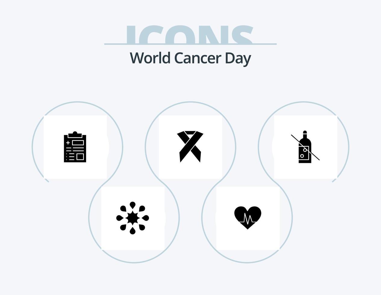 diseño de iconos del paquete de iconos de glifo del día mundial del cáncer 5. mundo. salud. latido del corazón. registro. día vector