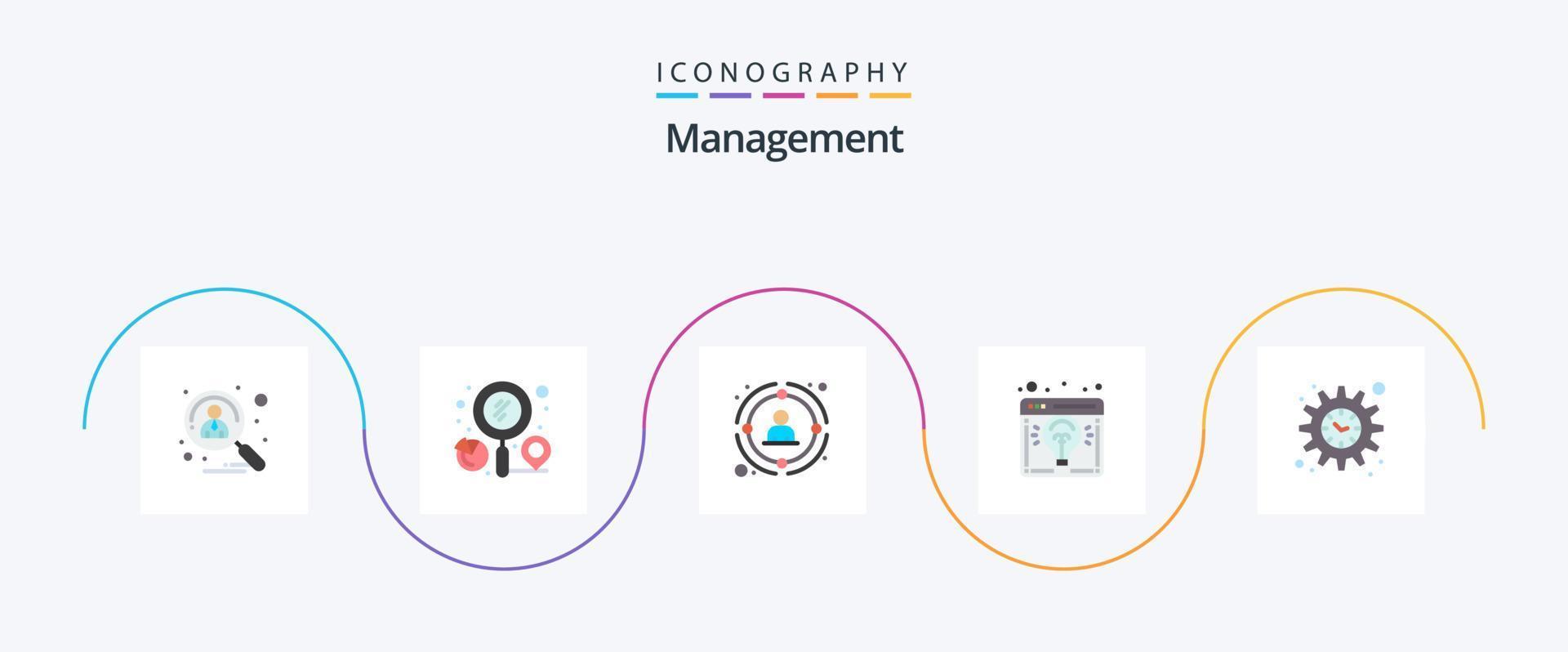 Management Flat 5 Icon Pack Including idea. browser. search. strategic. network vector