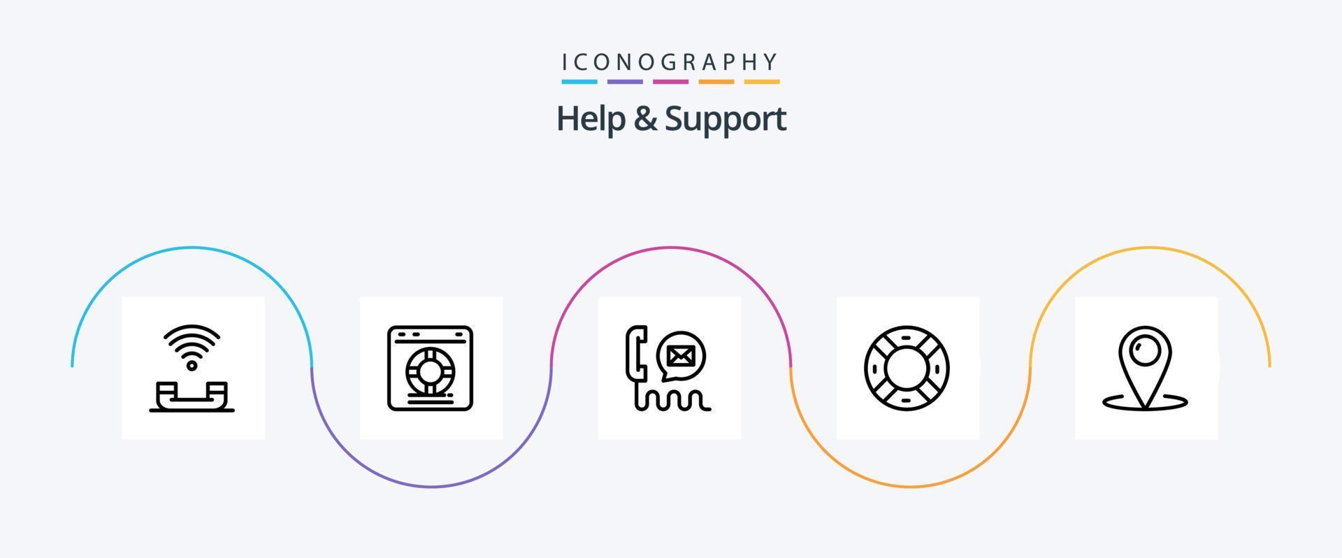 Help And Support Line 5 Icon Pack Including support. help. protection. mail. email vector
