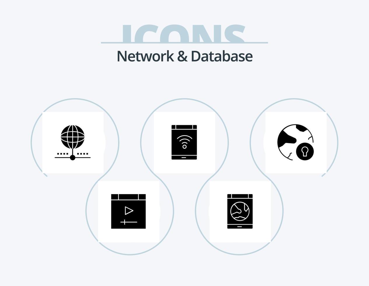 Network And Database Glyph Icon Pack 5 Icon Design. network. connection. online. network. database vector