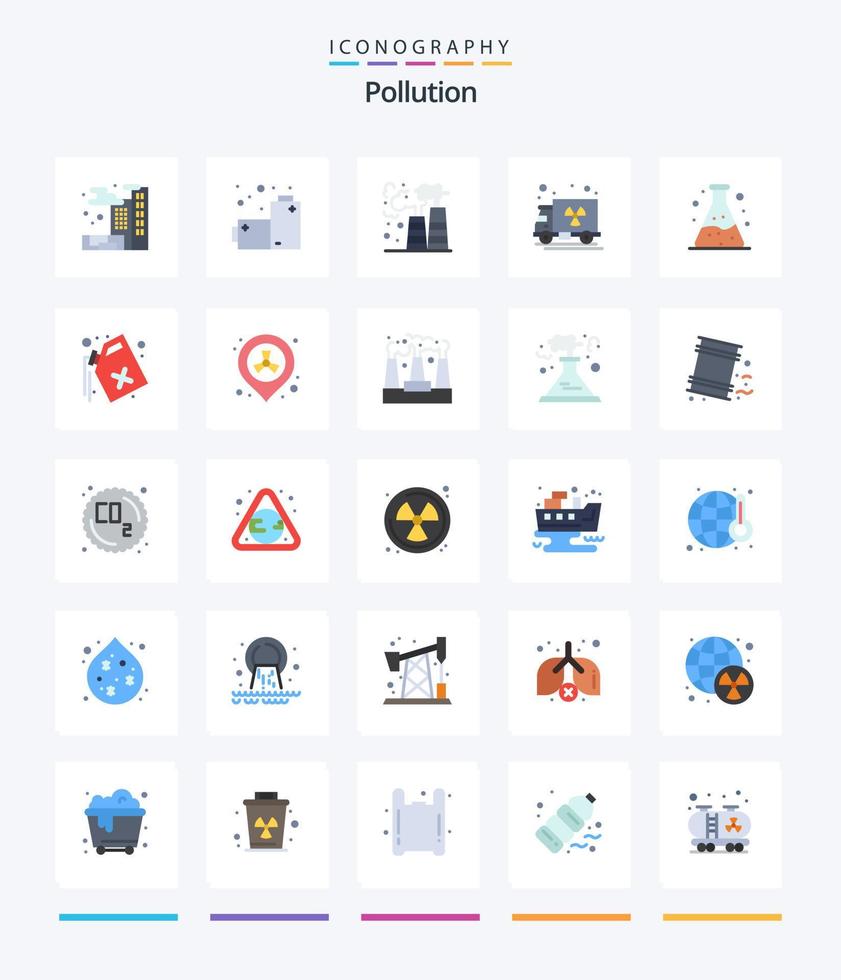 Creative Pollution 25 Flat icon pack  Such As gas. waste. pollution. tube. truck vector