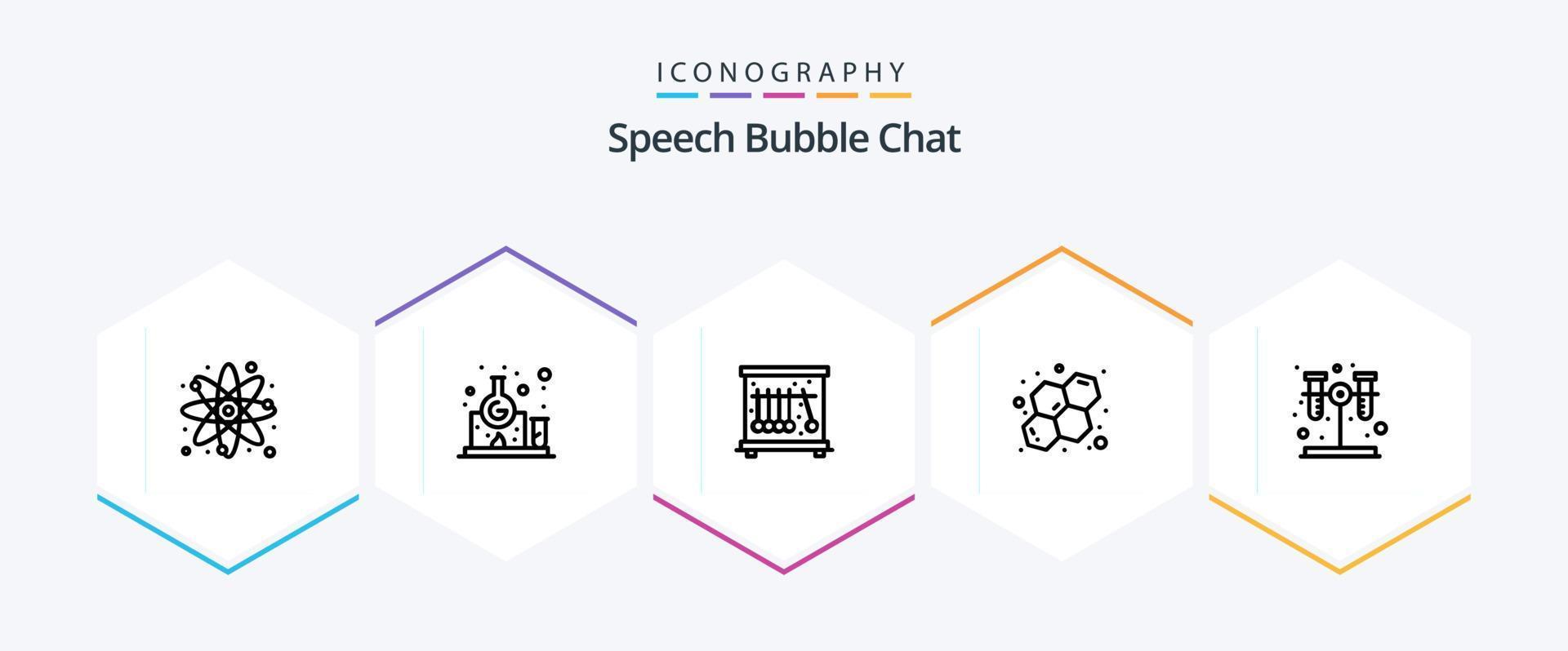 Chat 25 Line icon pack including tube. chemistry. study. science. atom vector