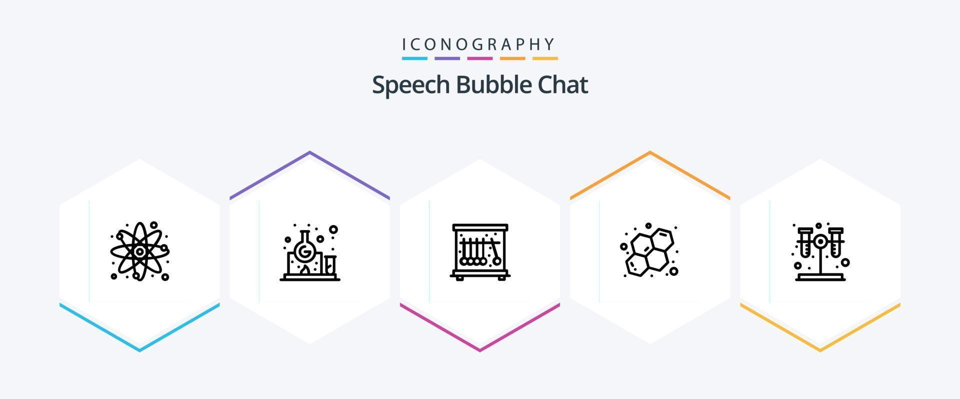 paquete de iconos de 25 líneas de chat que incluye tubo. química. estudiar. ciencia. átomo vector