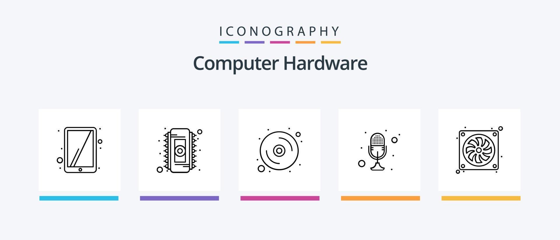 Computer Hardware Line 5 Icon Pack Including hardware. hdmi. computer. usb. cable. Creative Icons Design vector