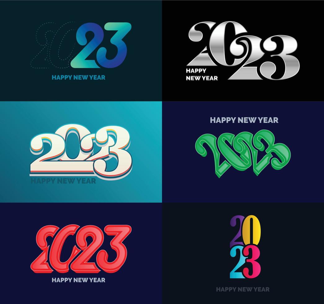 Big Collection of 2023 Happy New Year symbols Cover of business diary for 2023 with wishes vector