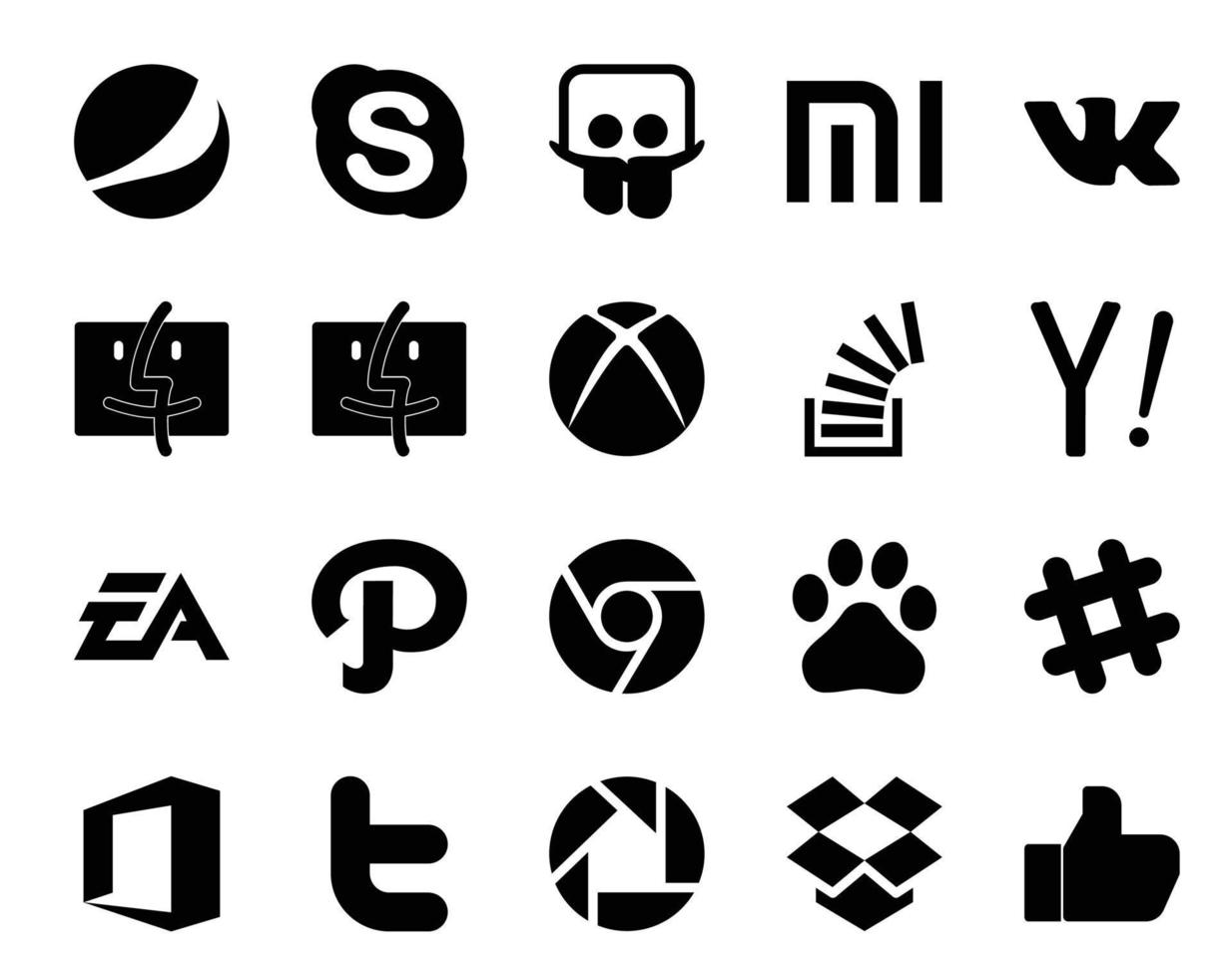 20 Social Media Icon Pack Including path ea stockoverflow electronics arts yahoo vector