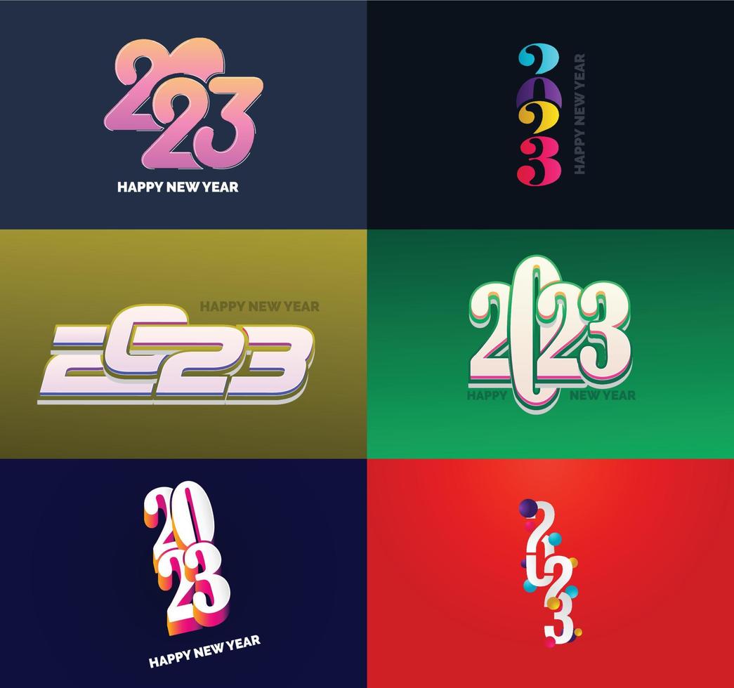 Big Set of 2023 Happy New Year logo text design 2023 number design template vector