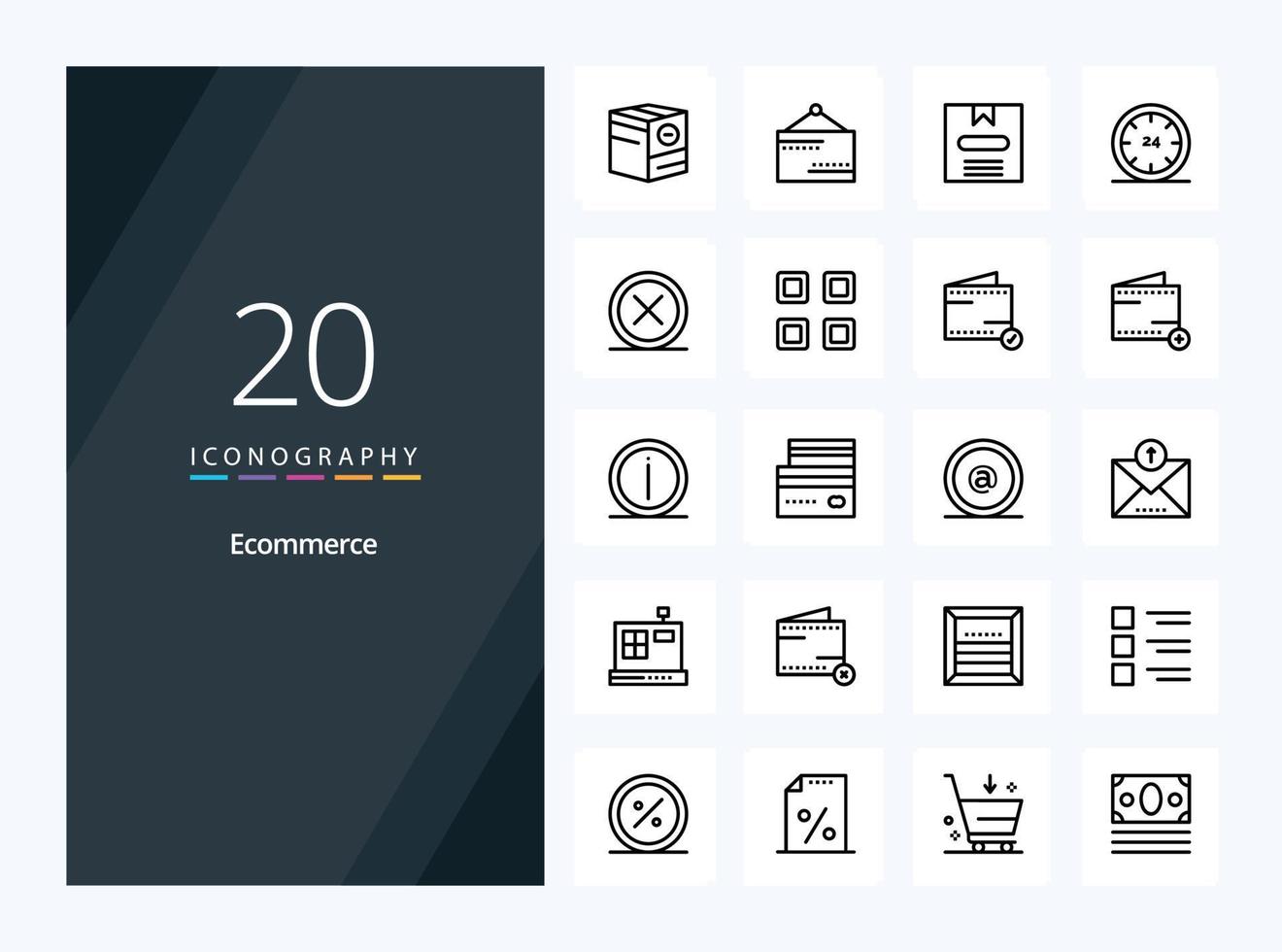 20 icono de esquema de comercio electrónico para presentación vector