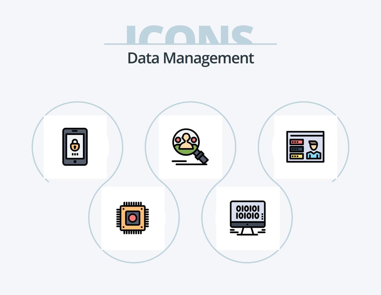 Data Management Line Filled Icon Pack 5 Icon Design. . puzzle . gear . jigsaw . vector