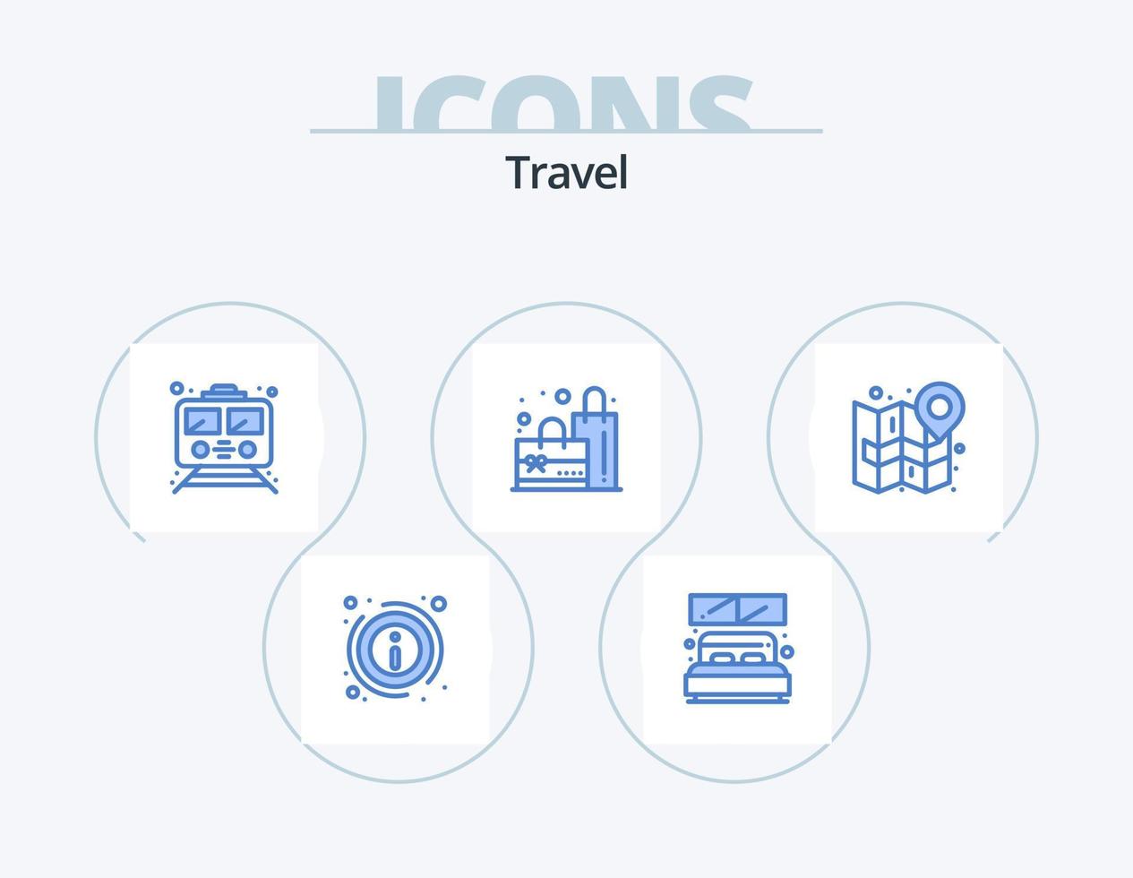 Travel Blue Icon Pack 5 Icon Design. map. shopping. metro. plain. transportation vector