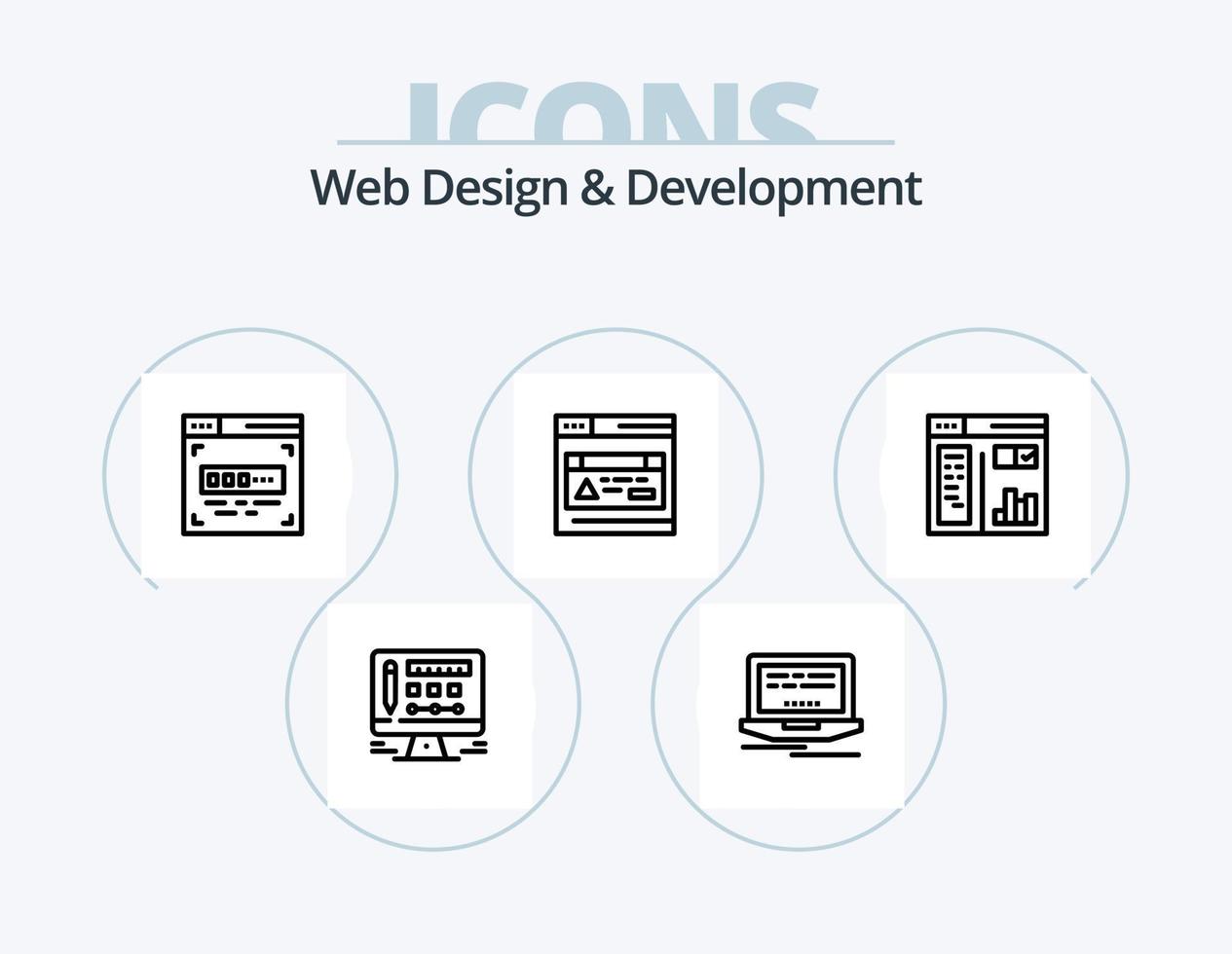 diseño web y línea de desarrollo icon pack 5 diseño de iconos. . Página web. Internet. web. gráfico vector