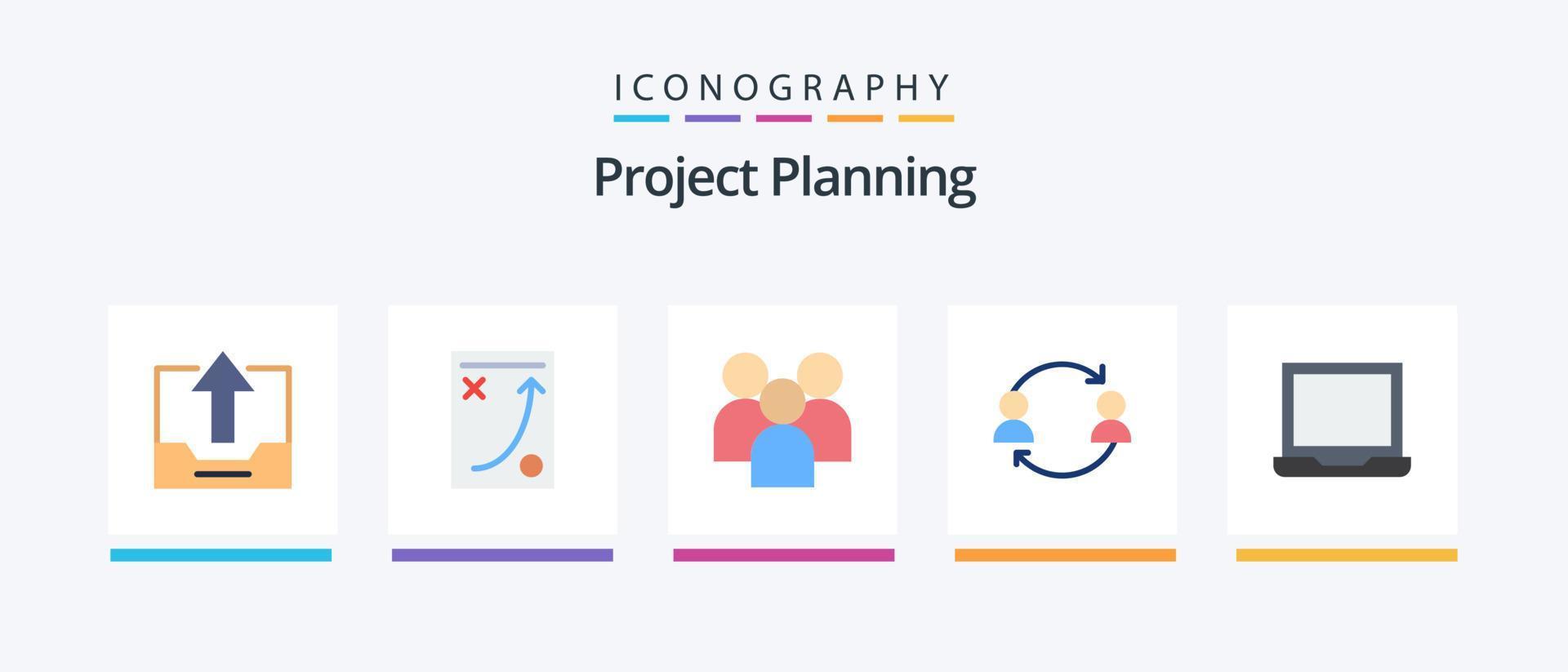 Project Planing Flat 5 Icon Pack Including replace. avatar. strategy. team. management. Creative Icons Design vector