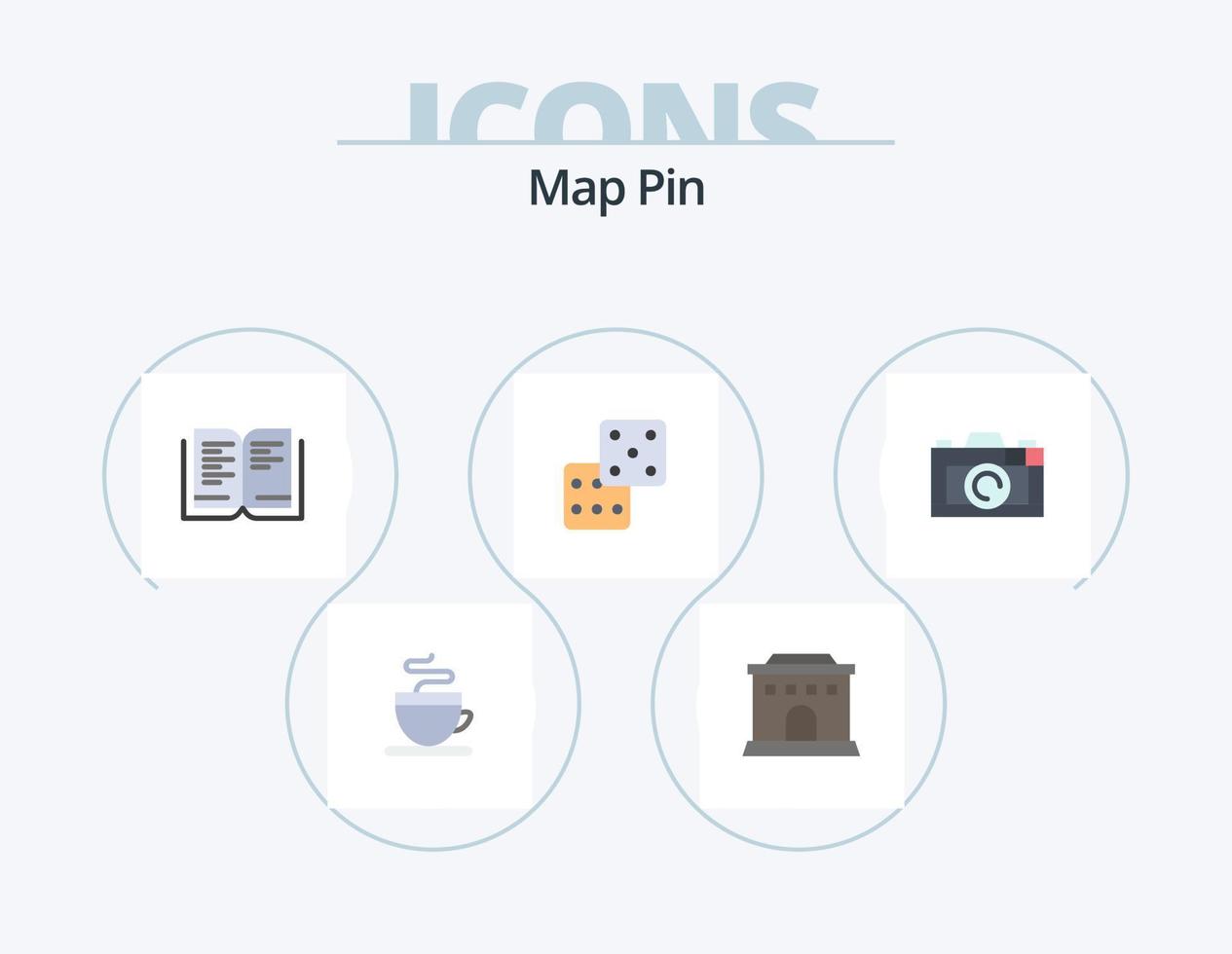 mapa pin flat icon pack 5 diseño de iconos. . . escuela. foto. cámara vector