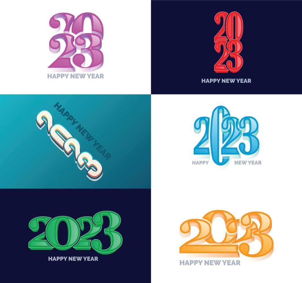 Big Collection of 2023 Happy New Year symbols Cover of business diary for 2023 with wishes vector