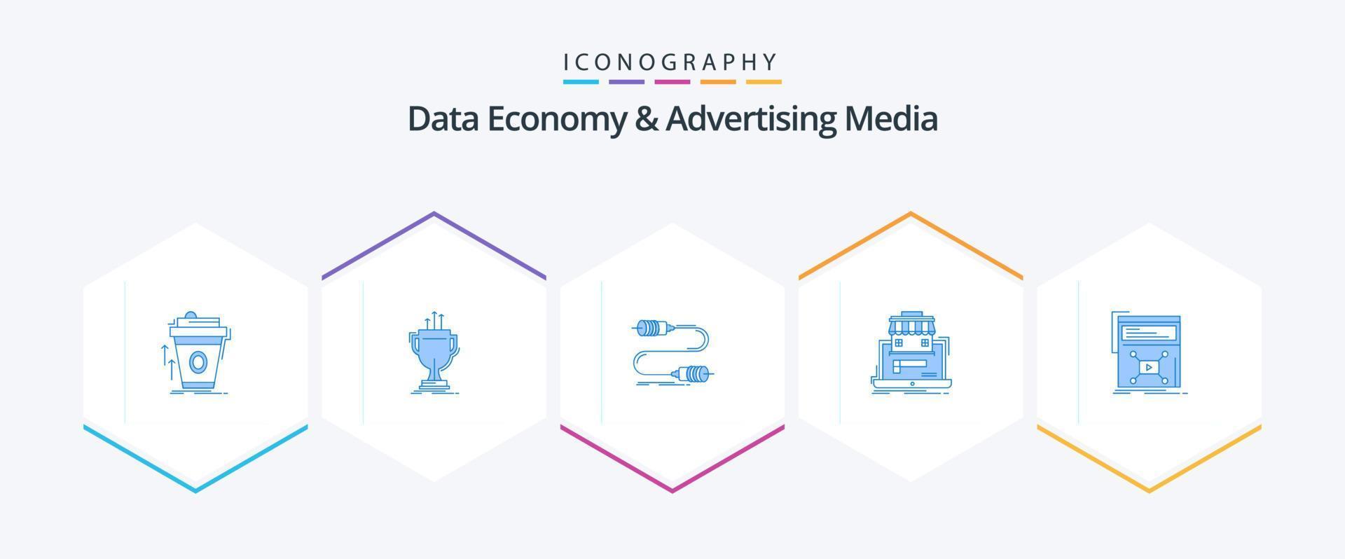 Data Economy And Advertising Media 25 Blue icon pack including organization. business. edge. wire. interaction vector