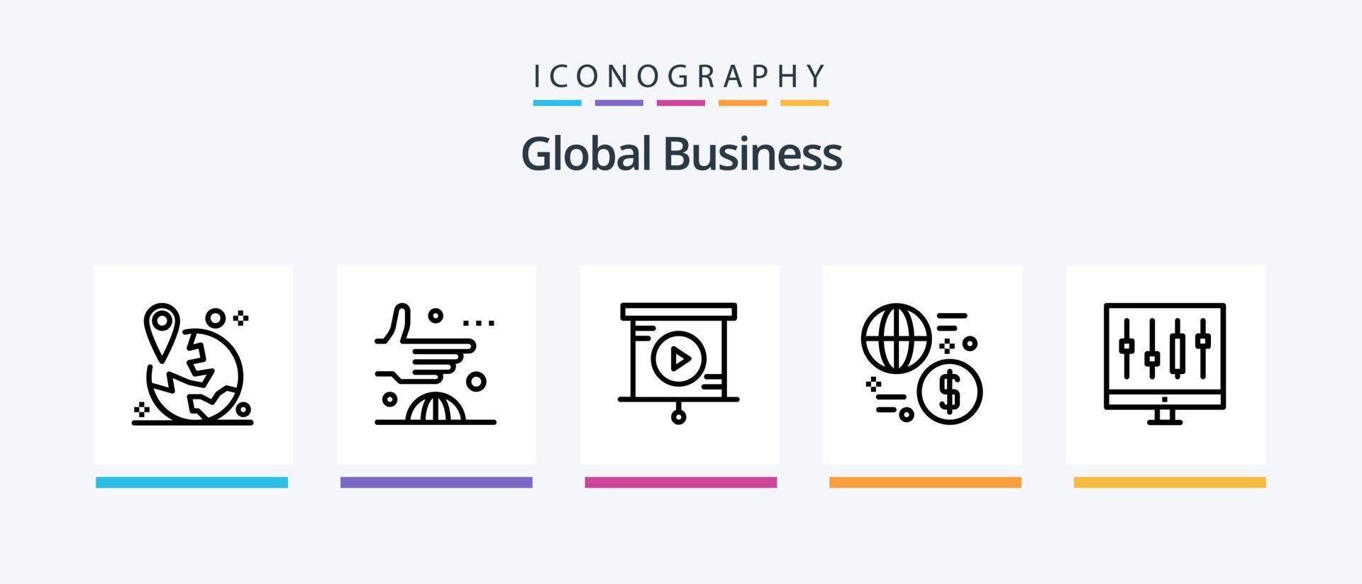 Global Business Line 5 Icon Pack Including pawn. business. global. message. forum. Creative Icons Design vector
