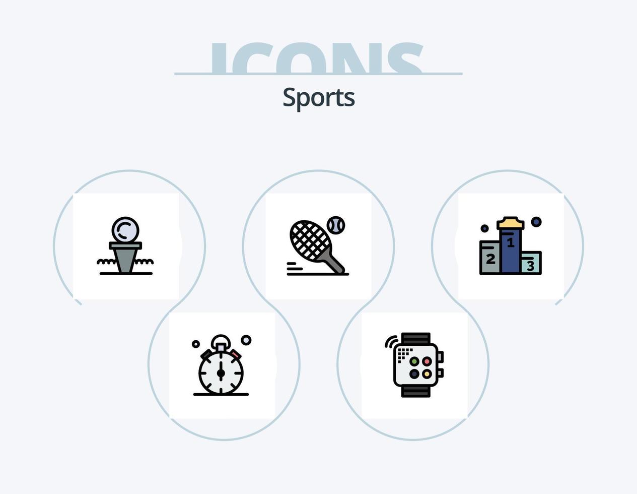 Sports Line Filled Icon Pack 5 Icon Design. sport. ball. soccer. race. cycling vector