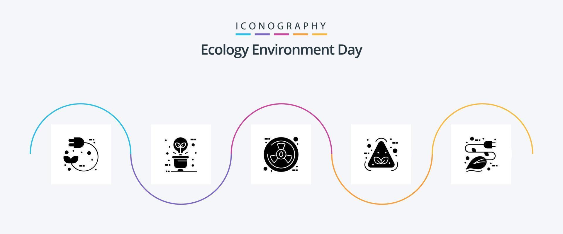 Ecology Glyph 5 Icon Pack Including recycle. garbage. illumination. eco. radiation vector