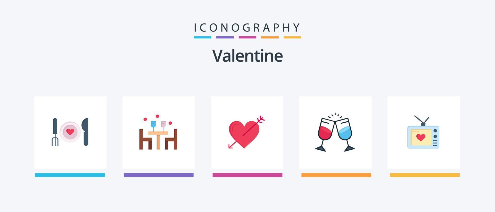 Valentine Flat 5 Icon Pack Including love. valentines. love. valentine. love. Creative Icons Design vector