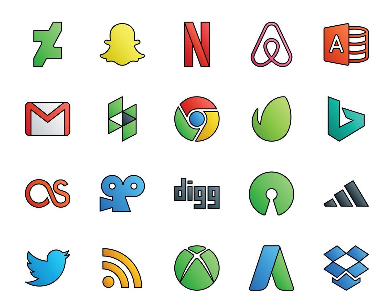 20 Social Media Icon Pack Including twitter open source houzz digg lastfm vector