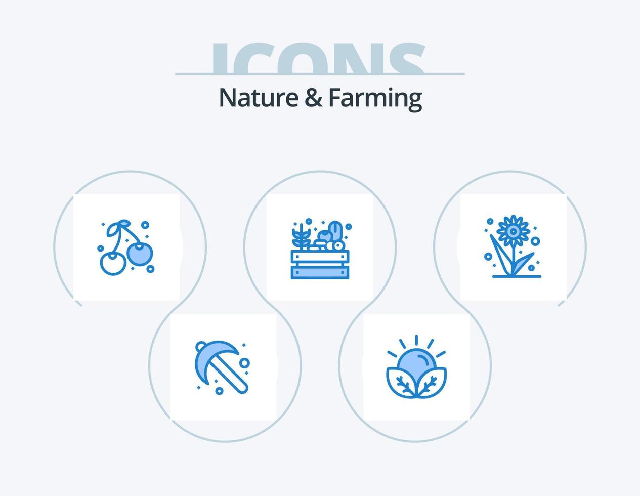 naturaleza y agricultura icono azul paquete 5 diseño de iconos. agricultura. alimento. jardín. agricultura. agricultura vector