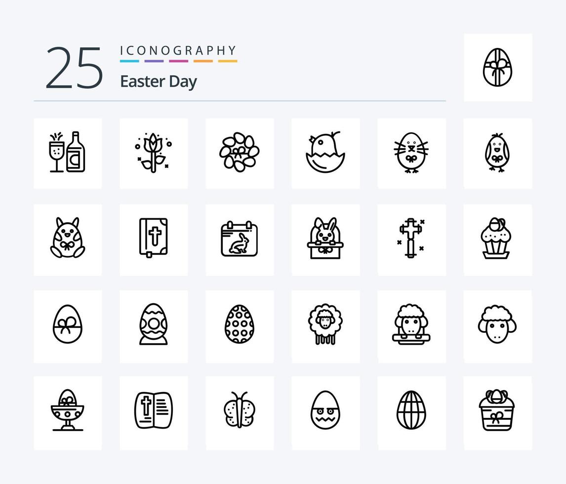 Easter 25 Line icon pack including day. holiday. chicken. easter. book vector