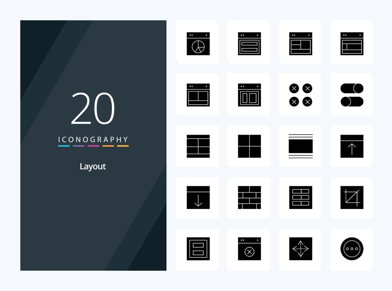 20 Layout Solid Glyph icon for presentation vector