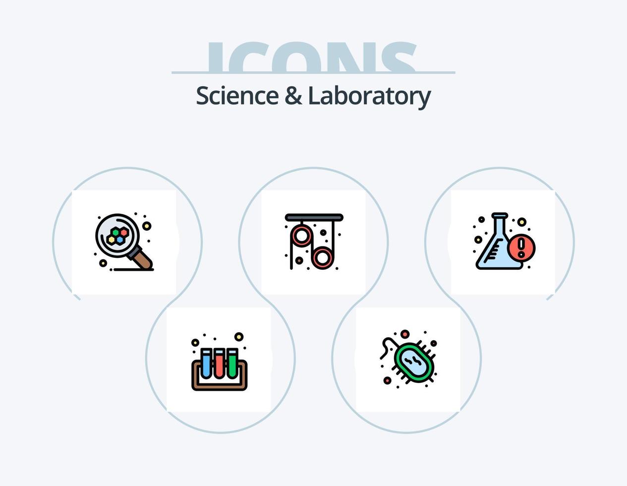 paquete de iconos llenos de línea científica 5 diseño de iconos. . . ciencia. planta. crecimiento experimental vector