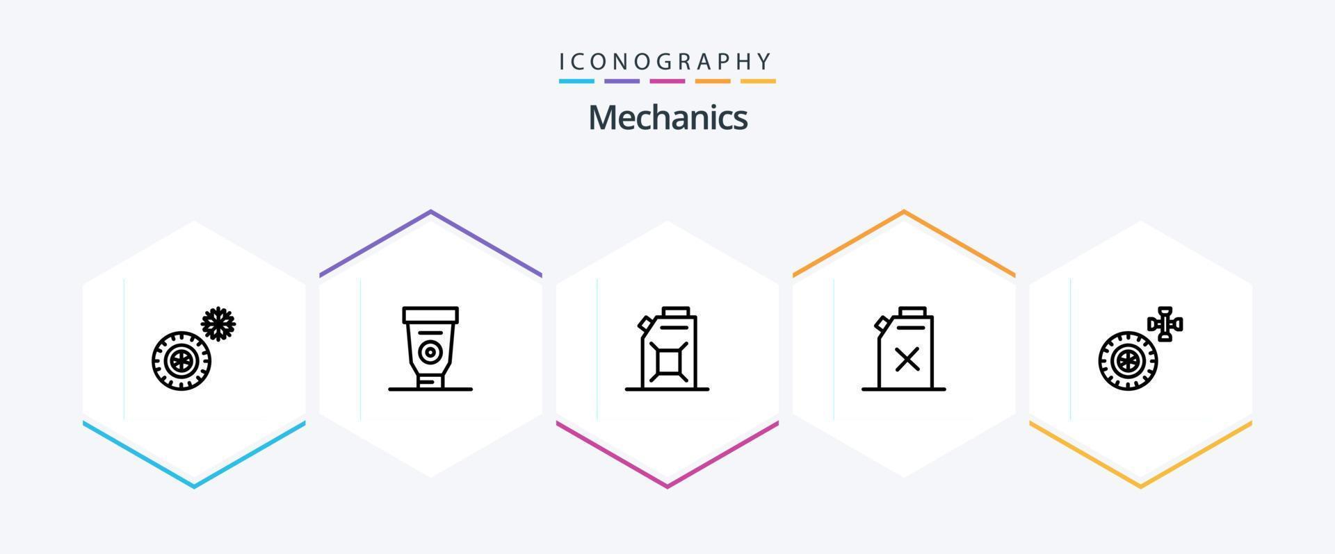 Mechanics 25 Line icon pack including . wheel. fuel. service. oil vector